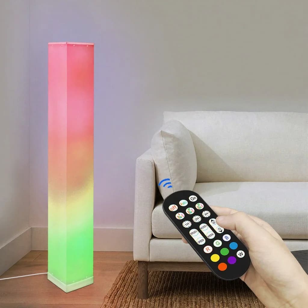 Quadratische Stehlampe mit Fernbedienung, LED-Ambientelicht für Wohnzimmer
