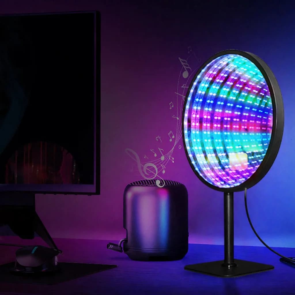 Runder Acryl-Infinity-Spiegel 3D-Abgrund-Licht USB-RGB-Ambientelampe