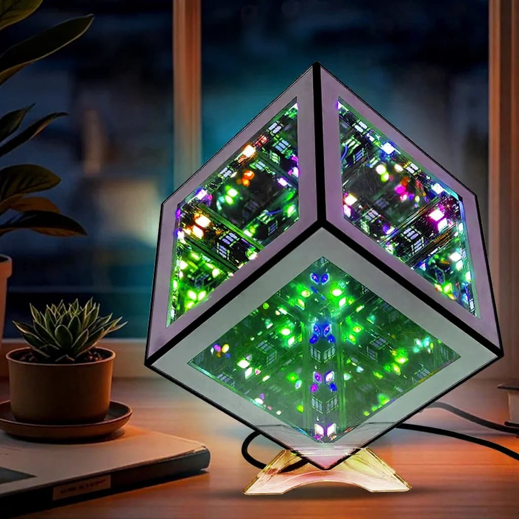 3D-Infinity-Würfel-Lampe RGB-Ambientelicht mit schallreaktivem Modus