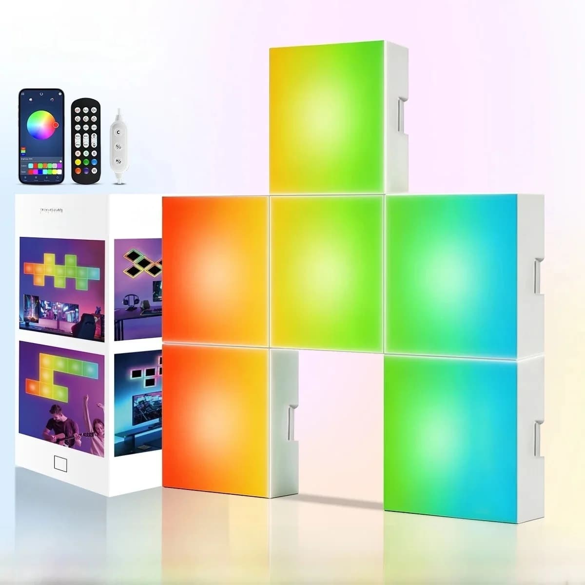 Quadratische RGB-Musiksynchronisations-Lichtpaneele Wandmontierbare Atmosphere-Lampe