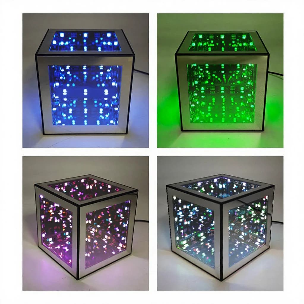 3D-Infinity-Würfel-Lampe RGB-Ambientelicht mit schallreaktivem Modus