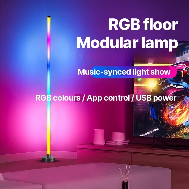 RGB LED-Ecken-Stehlampe mit Musik-Sync, App- und Fernbedienung