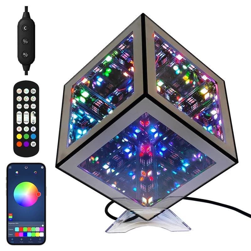 3D-Infinity-Würfel-Lampe RGB-Ambientelicht mit schallreaktivem Modus