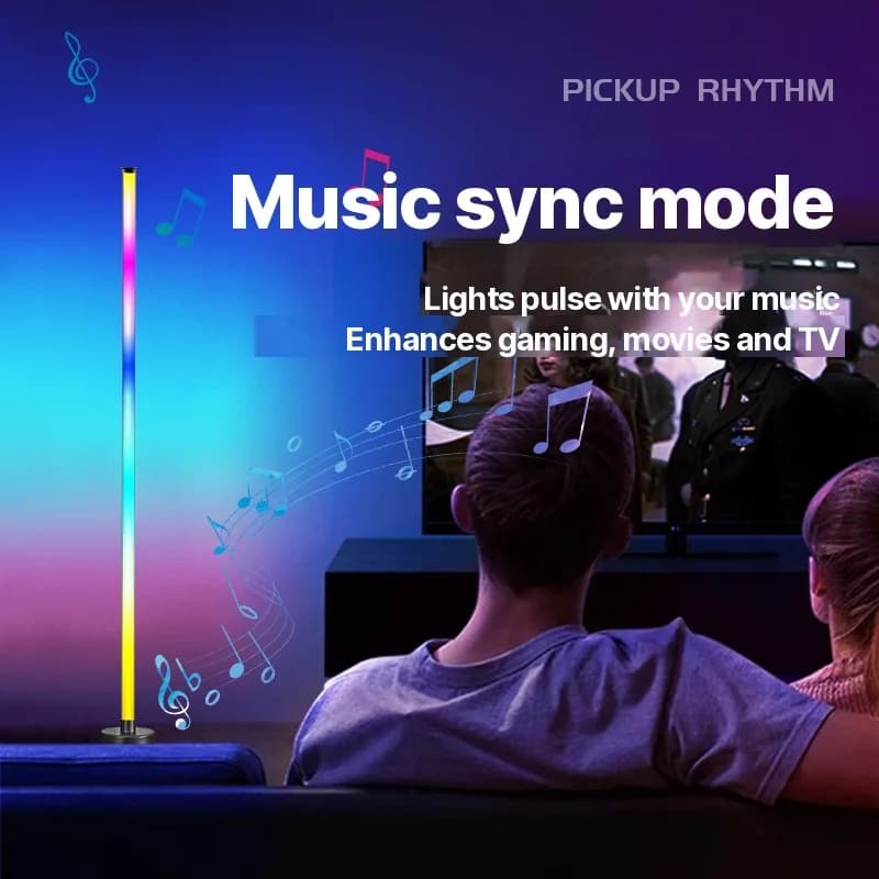 RGB LED-Ecken-Stehlampe mit Musik-Sync, App- und Fernbedienung