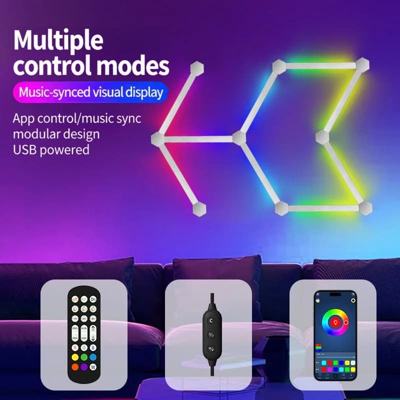 RGB Smart Splicing LED-Wandleuchten mit App-Steuerung und Musiksynchronisation