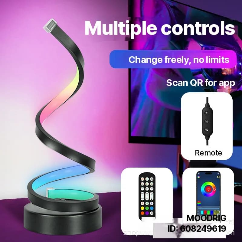 Spiral-RGB-Ambientelampe mit schallreaktivem Licht und App-Steuerung