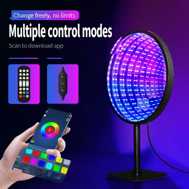 Runder Acryl-Infinity-Spiegel 3D-Abgrund-Licht USB-RGB-Ambientelampe