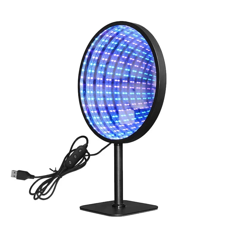 Runder Acryl-Infinity-Spiegel 3D-Abgrund-Licht USB-RGB-Ambientelampe
